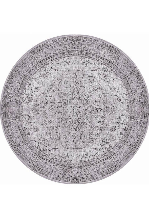 Outlet 250x250 Kare Dorian Eskitme Desenli Dokuma Taban Dekoratif Gri Halı AL-97 - 9