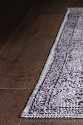 Outlet 250x250 Kare Dorian Eskitme Desenli Dokuma Taban Dekoratif Gri Halı AL-97 - 6