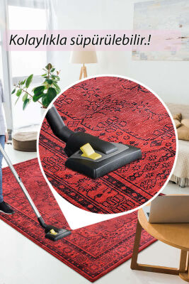 Outlet 250x250 Kare Dorian Eskitme Desenli Dokuma Taban Dekoratif Kırmızı Halı AL-29 - 7