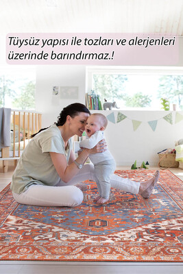 Outlet 250x250 Kare Folk Vintage Desenli Dokuma Taban Dekoratif Renkli Halı BA-20 - 8