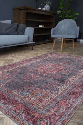 Outlet 250x350 Blues Vintage Desenli Dokuma Taban Dekoratif Renkli Halı AL-93 - 1