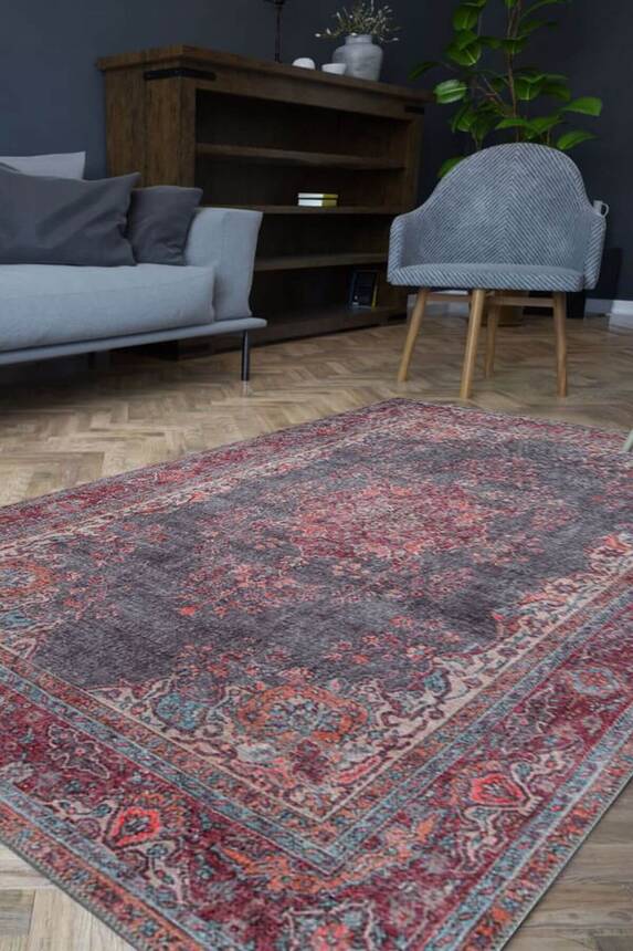 Outlet 250x350 Blues Vintage Desenli Dokuma Taban Dekoratif Renkli Halı AL-93 - 1