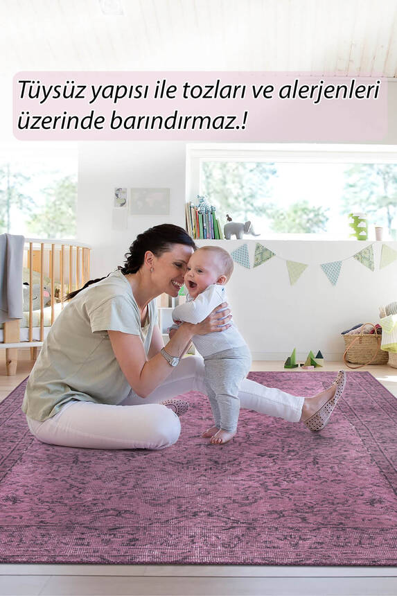 Outlet 250x350 Dorian Eskitme Desenli Dokuma Taban Dekoratif Mor Halı AL-426 - 8