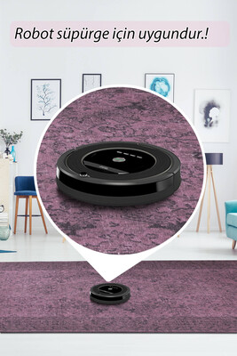 Outlet 250x350 Dorian Eskitme Desenli Dokuma Taban Dekoratif Mor Halı AL-426 - 6