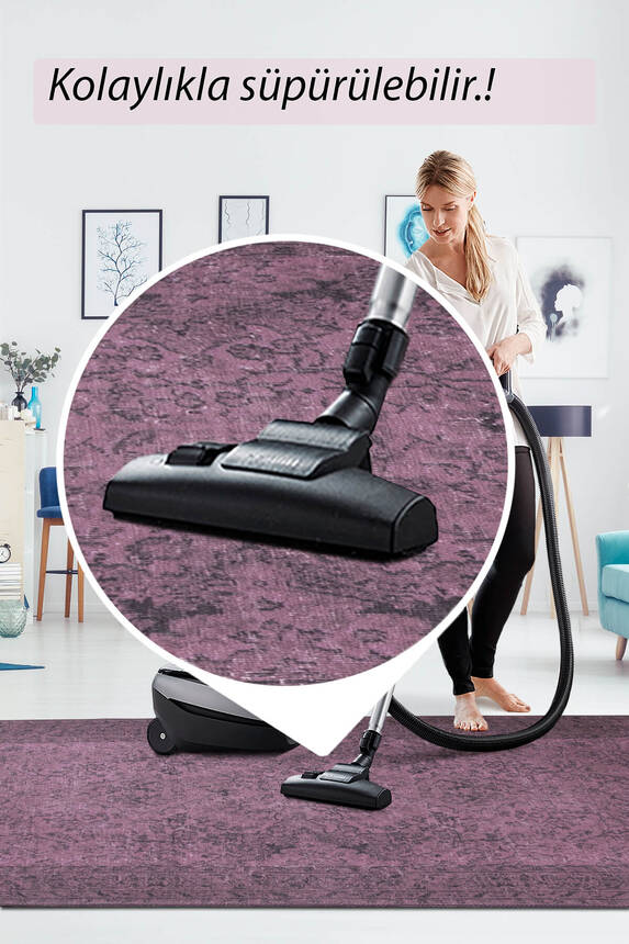 Outlet 250x350 Dorian Eskitme Desenli Dokuma Taban Dekoratif Mor Halı AL-426 - 7