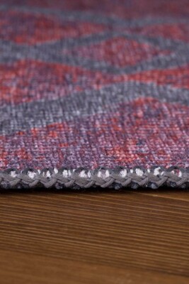 Outlet 250x350 Dorian Modern Desenli Dokuma Taban Dekoratif Bordo / Gri Halı AL-57 - 7