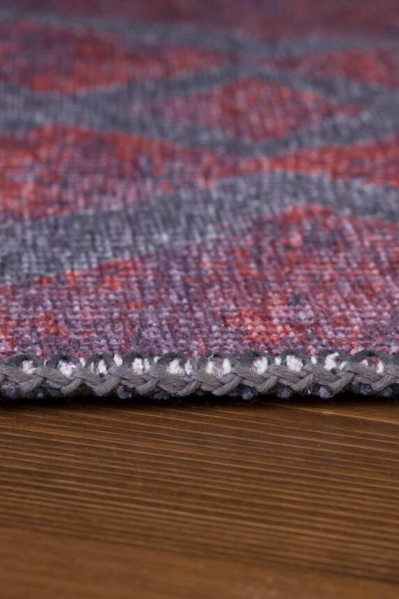 Outlet 250x350 Dorian Modern Desenli Dokuma Taban Dekoratif Bordo / Gri Halı AL-57 - 7