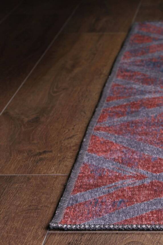 Outlet 250x350 Dorian Modern Desenli Dokuma Taban Dekoratif Bordo / Gri Halı AL-57 - 6