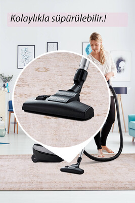 Outlet 250x350 Folk Eskitme Desenli Dokuma Taban Dekoratif Bej Halı BA-22 - 7