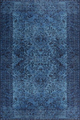 Outlet 250x350 Folk Eskitme Desenli Dokuma Taban Dekoratif Mavi Halı BA-44 - 3