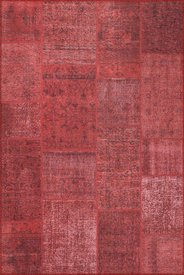 Outlet 250x350 Jazz Patchwork Desenli Dokuma Taban Dekoratif Kırmızı Halı AL-164 - 2