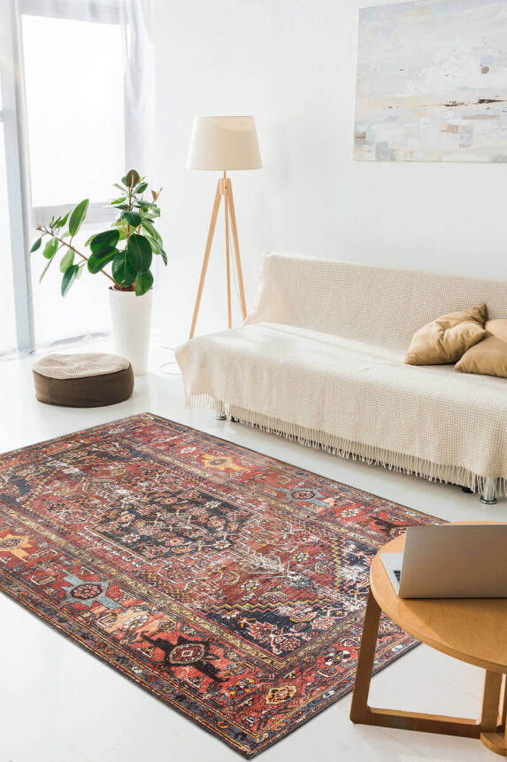 Outlet 250x350 Soul Etnik Desenli Dokuma Taban Dekoratif Halı Kahverengi Halı AL-132 - 1