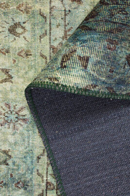 Outlet 300X400 Blues Vintage Desenli Dokuma Taban Dekoratif Yeşil Halı AL-23 - 5