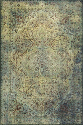 Outlet 300X400 Blues Vintage Desenli Dokuma Taban Dekoratif Yeşil Halı AL-23 - 2