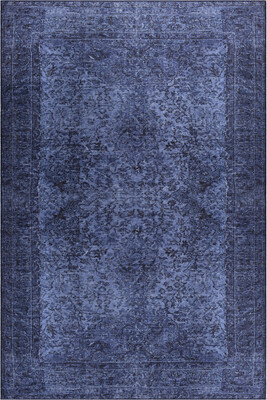 Outlet 300x400 Folk Eskitme Desenli Dokuma Taban Dekoratif Mavi Halı BA-08 - 2