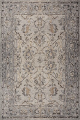 Outlet 300X400 Relic Gri Vintage Dokulu Klasik Desenli Dokuma Tabanlı Şönil Halı AL-520 - 2