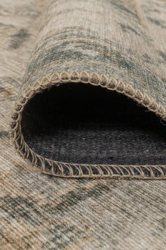 Outlet 300X400 Relic Yeşil Vintage Dokulu Klasik Desenli Dokuma Tabanlı Şönil Halı AL-517 - 6