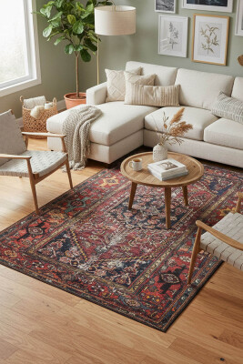 Outlet 300X400 Soul Etnik Desenli Dokuma Taban Dekoratif Halı Kahverengi Halı AL-132 - Artloop