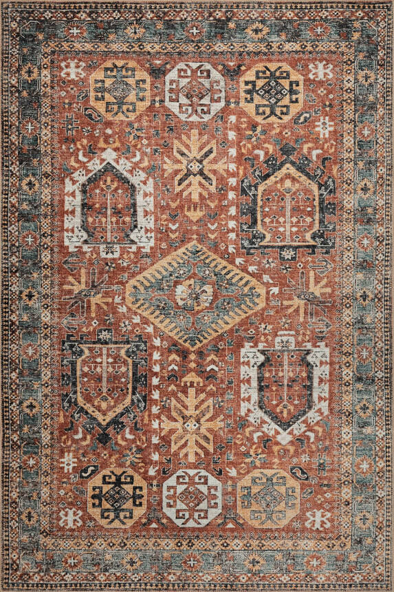 Outlet 75x150 Blues Eskitme Vintage Desenli Renkli Otantik Yıkanabilir Şönil Halı AL-439 - 2