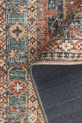 Outlet 75x150 Blues Eskitme Vintage Desenli Renkli Otantik Yıkanabilir Şönil Halı AL-439 - 5