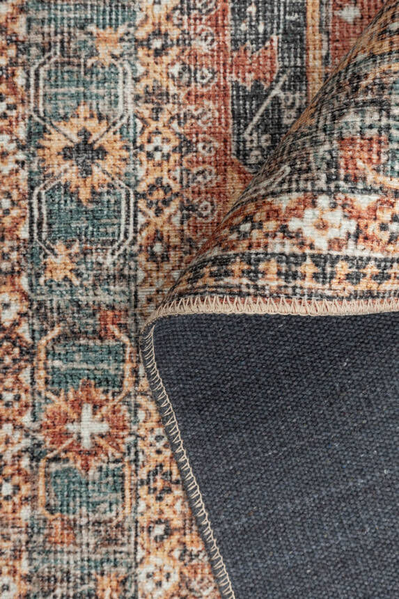 Outlet 75x150 Blues Eskitme Vintage Desenli Renkli Otantik Yıkanabilir Şönil Halı AL-439 - 5