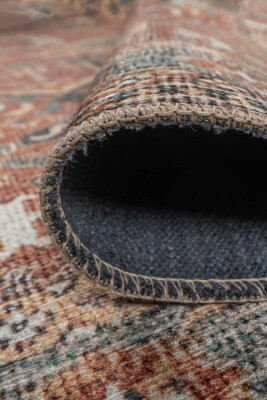 Outlet 75x150 Blues Eskitme Vintage Desenli Renkli Otantik Yıkanabilir Şönil Halı AL-439 - 6