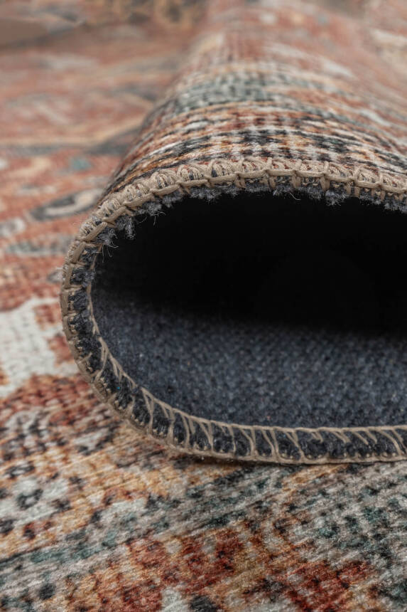 Outlet 75x150 Blues Eskitme Vintage Desenli Renkli Otantik Yıkanabilir Şönil Halı AL-439 - 6