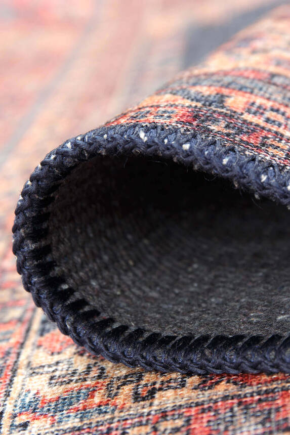 Outlet 75x150 Blues Vintage Desenli Dokuma Taban Dekoratif Lacivert Halı AL-26 - 4