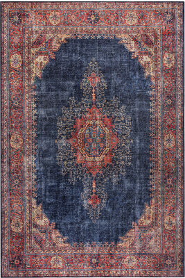 Outlet 75x150 Blues Vintage Desenli Dokuma Taban Dekoratif Lacivert Halı AL-26 - 2
