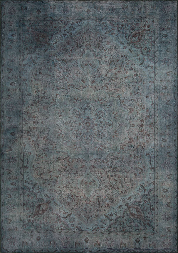 Outlet 75x150 Blues Vintage Desenli Dokuma Taban Dekoratif Yeşil Halı AL-21 - 1
