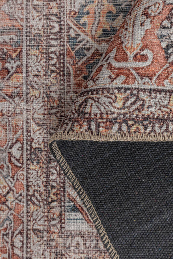 Outlet 75x150 Blues Vintage Desenli Dokuma Taban Kahverengi Halı AL-436 - 6