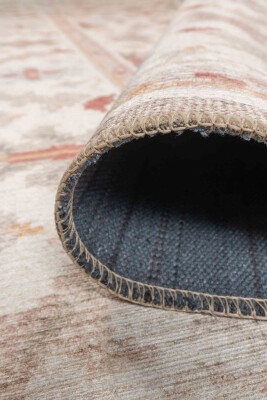 Outlet 75x150 Dorian Eskitme Desenli Dokuma Taban Bej Şönil Halı AL-437 - 5