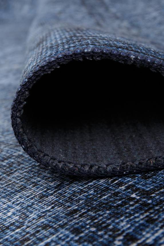 Outlet 75x150 Dorian Eskitme Desenli Dokuma Taban Dekoratif Lacivert Halı AL-138 - 3