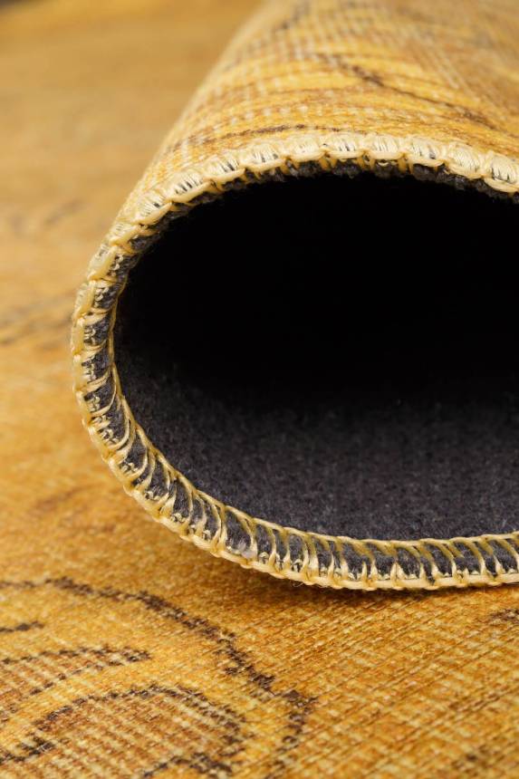 Outlet 75x150 Dorian Eskitme Desenli Dokuma Taban Dekoratif Sarı Halı AL-27 - 3