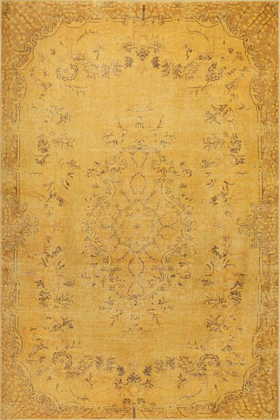 Outlet 75x150 Dorian Eskitme Desenli Dokuma Taban Dekoratif Sarı Halı AL-27 - 2