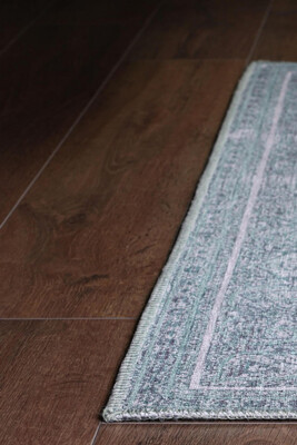 Outlet 75x150 Dorian Eskitme Desenli Dokuma Taban Dekoratif Yeşil Halı AL-44 - 6