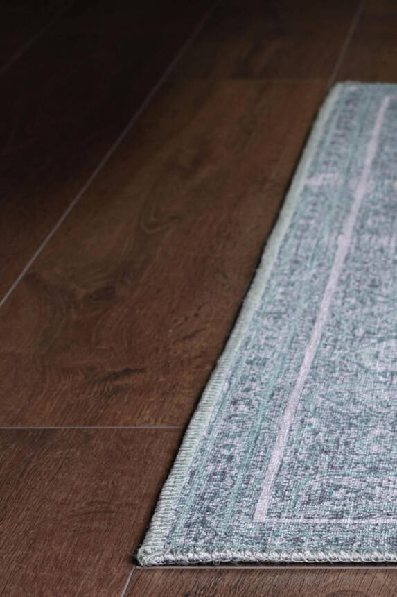 Outlet 75x150 Dorian Eskitme Desenli Dokuma Taban Dekoratif Yeşil Halı AL 44 - 6
