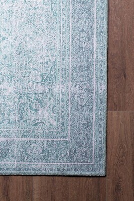 Outlet 75x150 Dorian Eskitme Desenli Dokuma Taban Dekoratif Yeşil Halı AL 44 - 3