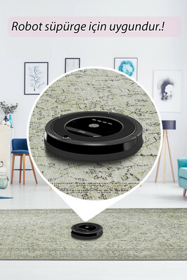 Outlet 75x150 Folk Eskitme Desenli Dokuma Taban Dekoratif Yeşil Halı BA-27 - 6