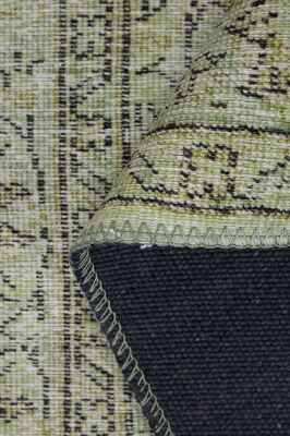 Outlet 75x150 Folk Eskitme Desenli Dokuma Taban Dekoratif Yeşil Halı BA-27 - 4