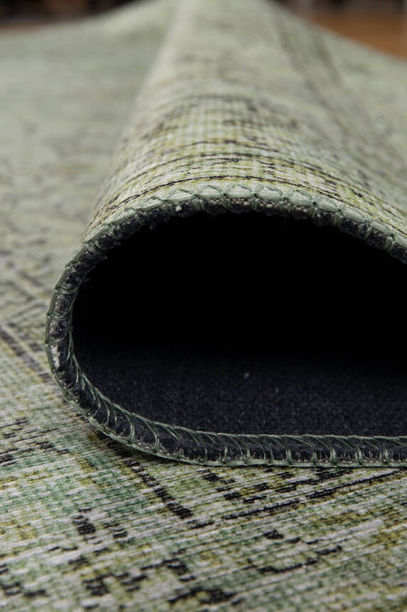 Outlet 75x150 Folk Eskitme Desenli Dokuma Taban Dekoratif Yeşil Halı BA-27 - 5