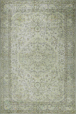 Outlet 75x150 Folk Eskitme Desenli Dokuma Taban Dekoratif Yeşil Halı BA-27 - 2