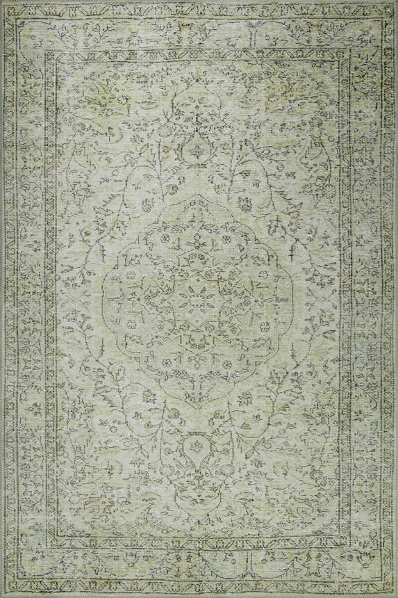 Outlet 75x150 Folk Eskitme Desenli Dokuma Taban Dekoratif Yeşil Halı BA-27 - 2