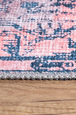 Outlet 75x150 Fusion Modern Dokuma Taban Dekoratif Pembe Halı AL-200 - 7