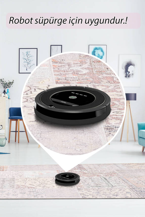 Outlet 75x150 Jazz Patchwork Desenli Dokuma Taban Dekoratif Bej Halı AL-420 - 6