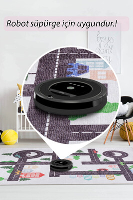 Outlet 75x150 Minor Dokuma Taban Dekoratif Beyaz Arabalı Çocuk Halısı AL-407 - 6