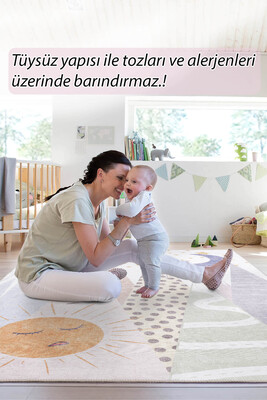 Outlet 75x150 Minor Dokuma Taban Dekoratif Renkli Güneş Desenli Çocuk Halısı AL-406 - 8