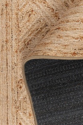 Outlet 75x150 Nora Jüt Rengi Geometrik Desenli Dokuma Tabanlı Modern Şönil Halı AL-524 - 5