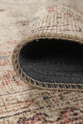 Outlet 75x150 Relic Bej / Mavi Vintage Dokulu Klasik Desenli Dokuma Tabanlı Şönil Halı AL-476 - 6