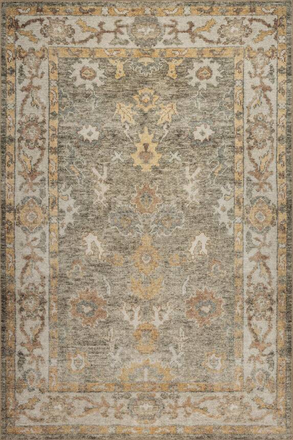 Outlet 75x150 Relic Yeşil Vintage Dokulu Klasik Desenli Dokuma Tabanlı Şönil Halı AL-515 - 2